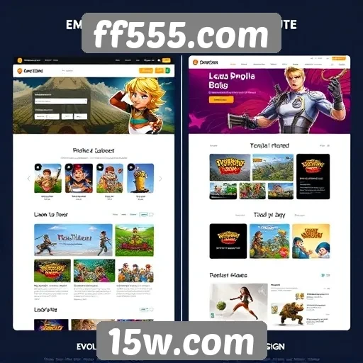 Histórico de evolução do design de ff555.com